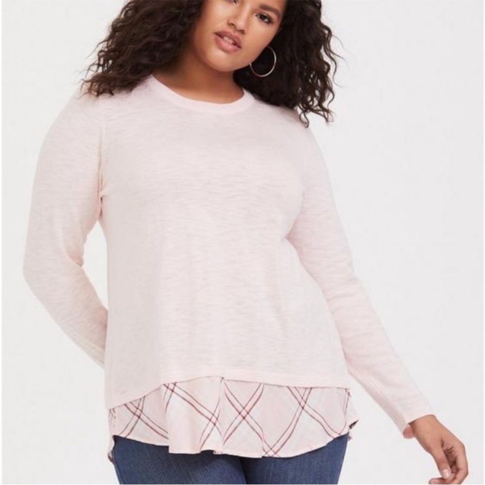 Torrid Light Pink Layered Long Sleeve Top